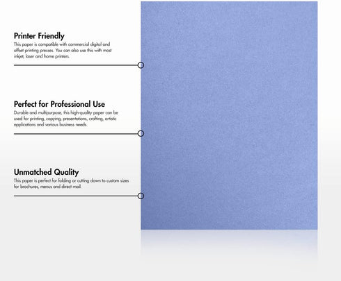 LUXPaper 8.5” x 11” Vista Metallic Paper for Crafts and Printing, 50 Pack (Blue)