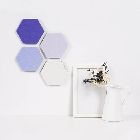 LAJAR 8 Pcs Self Adhesive Hexagon Felt Bulletin Board Tiles for Photos, Memos (Purple)