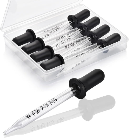 8 Pack Glass Ear and Eye Medicine Droppers, 1ml Pipettes for Essential Oils, Medicine, Skincare, and Lab Use