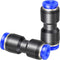 TAILONZ PNEUMATIC Blue Straight Reducing 1/2" Tube OD x 3/8" Tube OD Push to Connect Tube Fittings, Pack of 10