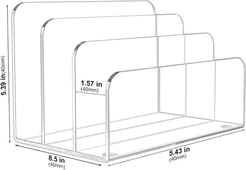 Desk Mail Organizer, 3 Section Clear Acrylic File Holder Letter Organizer, Vertical Lightweight Modern Envelope Holder Desk Accessories & Workspace Organizers for Office, Home, School by FUCDTEFC