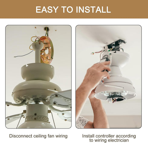 Lioaeust 6-Speed 90-265V(English Ceiling Fan Remote Control Kit with Light Receiver Controller, Frequency Conversion