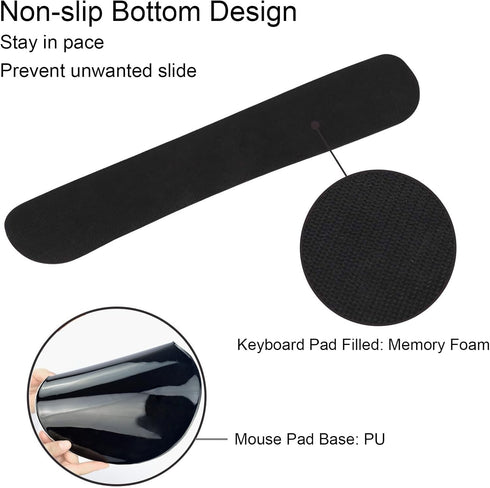 Mouse Pad and Keyboard Wrist Rest Support, Gel Mouse Pad with Coaster, Non-Slip Base, Pain Relief for Gaming