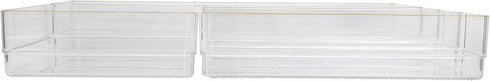 Martha Stewart Kerry Plastic Stackable Office Desk Drawer Organizers, Set of 5 with Gold Trim