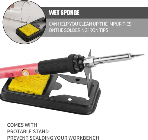 Soldering Iron Kit, 60W Adjustable Temperature Soldering Iron with Ceramic Heater for Hobby Enthusiasts