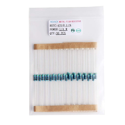 BOJACK 630 Pcs 17 Values Resistor Kit 0 Ohm-1M Ohm with 1% 1/4W Metal Film Resistors Assortment