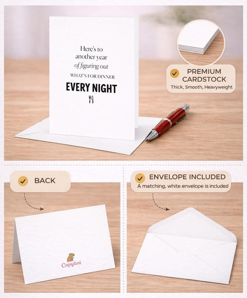 Generic CAPYTINI Funny Birthday Card Dinner Every Night Joke Relatable Humor Adult Gift Friend