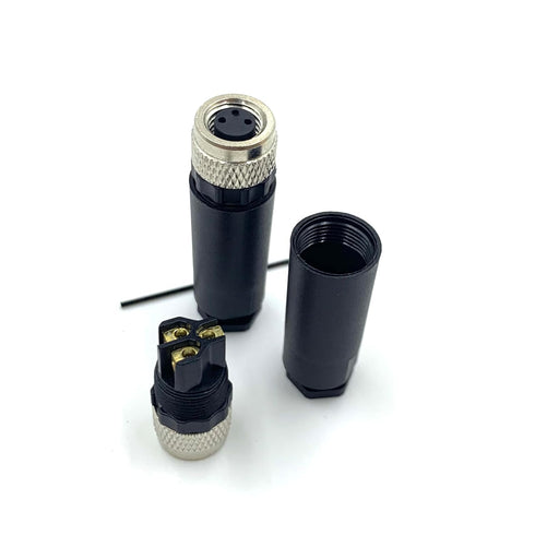 2Pcs M8 3 Pin Female Circular Connector, Field Assembly Wireable Sensor Adapter, IP67 Waterproof