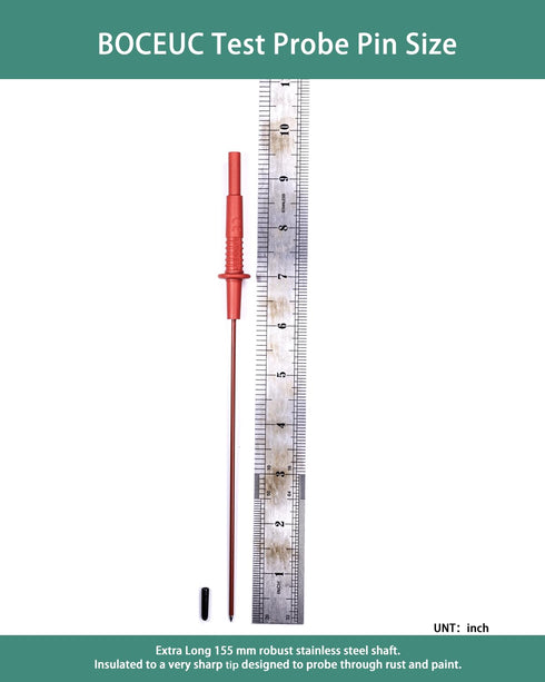 Multimeter Leads, Insulated Test Probe Needle Point Wire Testing Probes, 600V CAT III, Long Reach Prod