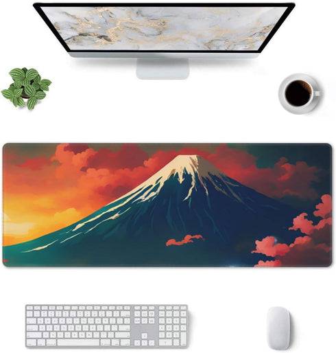 Sunset Pink Clouds Mountain Gaming Mouse Pad XL, Large Non Slip Rubber Mousepad, Stitched Edges Mouse Pads, Long Extended Mouse Pad,31.5'' X 11.8'' by Wallacely