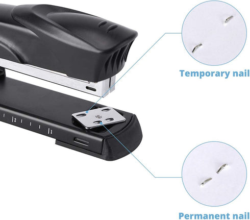Long Reach Stapler, 2000 Staples & Stapler Remover, Full Strip, 20-25 Sheet Capacity, Black with Built-in Ruler