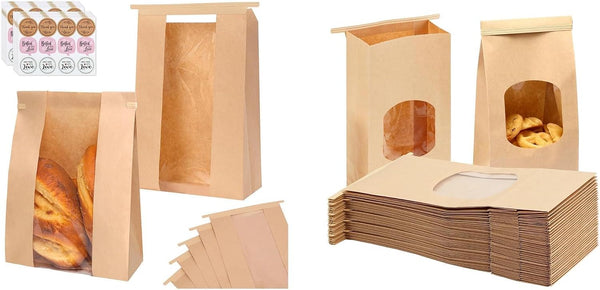 Moretoes 120pcs Bread Bags for Homemade Bread 13.7x8.3x3.5 Inches Bundle with 100pcs