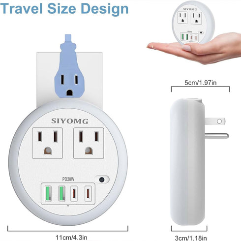 4 2 6-Color LED Night Lights Plug into Wall, Plug in Night Light with USB Ports and Outlets, Smart Dusk to Dawn Sensor