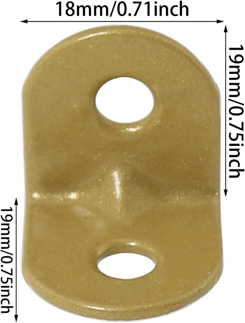 heyous 20PCS 0.75 Inch 0.75 Inch Closet Furniture Corner Brace Hooks Fasteners Mini Brackets Gold Iron Wall Mount