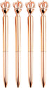 U Scinan 4 PCS Crown Top Ballpoint Pen, Classic Metal Black Ink Office Supplies Gift