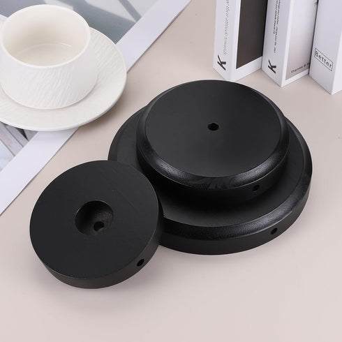 5.25" 1.2" 2pcs PATIKIL x Wooden Lamp Base, Round Solid Wooden Base Wood Desk Lamp Display Stand Replacement