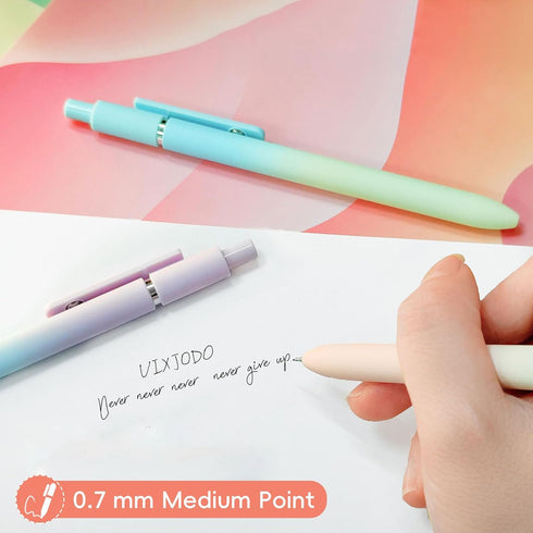 Gel Pens, 10 Pcs Black Ink 0.7mm Medium Point Smooth Writing Pens with Silicone Grip, Metal Clip Retractable