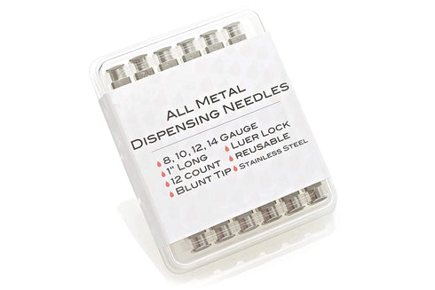 12 Pack - Dispensing Needle 1", All Metal, Stainless Steel Blunt Tip Luer Lock, 8, 10, 12, 14 Gauge