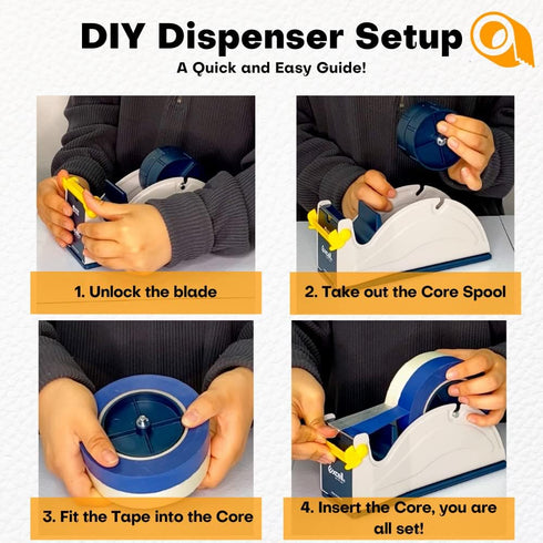 WOD TTD2SD Tabletop Twin-Roll Steel Tape Dispenser, Blue & Gray, Fits Tape up to 2 inch Wide