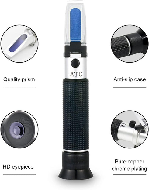 VGVGV 3 1 0-25% 0-40% Brix Refractometer, in Handheld Refractometers Brix & Alcohol Refractometer Vol Brix ATC Wine