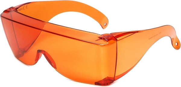 Calabria 3000 Orange Fitover Safety Glasses for Teeth Whitening LED Light Protection, Anti Scratch Fog