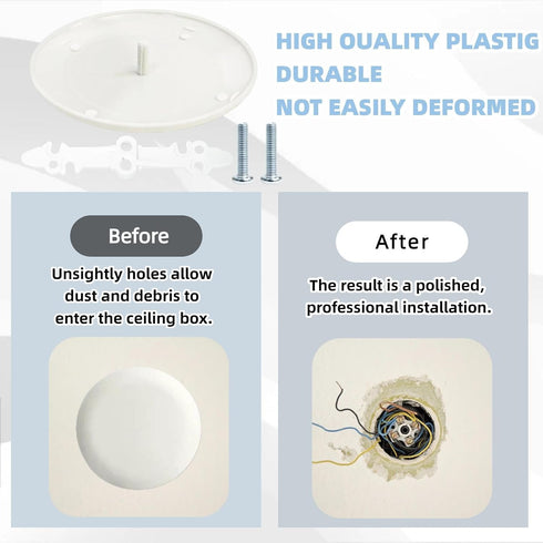 GeegAcc 3Pcs CP3540 3.5-4 Inch Round Ceiling Cover Plate for Electrical Box - Paintable White Hole Cover to Conceal