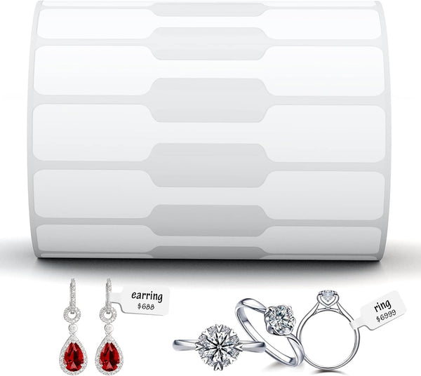 Jewelry Tags Price Tags Stickers, Glossy Self Adhesive White Blank Price Tags for Jewelry, Bracelet, Necklace (1 Roll)