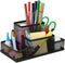 Mesh Desk Organizer for Office, 4 Compartments Pen Holder with Sticky Notes Holder, Black Mesh Storage