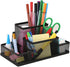 Mesh Desk Organizer for Office, 4 Compartments Pen Holder with Sticky Notes Holder, Black Mesh Storage