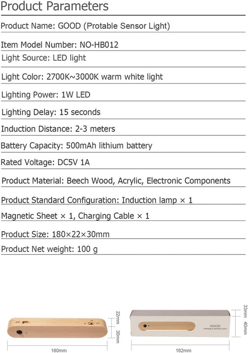 HBGFHG Closet LED Motion Sensor Night Light Battery Operated Wall Light-USB Rechargeable Magnetic Light with Warm White
