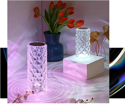 rG5iVb0 Bedside Lamp Crystal Rose Ambiance Table Lamp Bedroom Bedside LED Romantic Multi-Color Changing Light