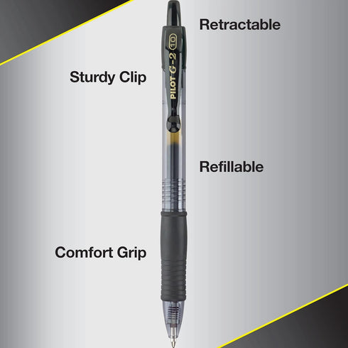 Pilot G2 Premium Gel Roller Pens, Bold Point 1 mm, Pack of 14, Black Ink