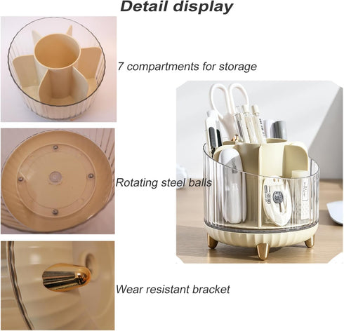 Rotating Pencil Holder, Multi-Compartment Desk Organizer, Stylish Storage Solution for Home Offices, Classroom, Art