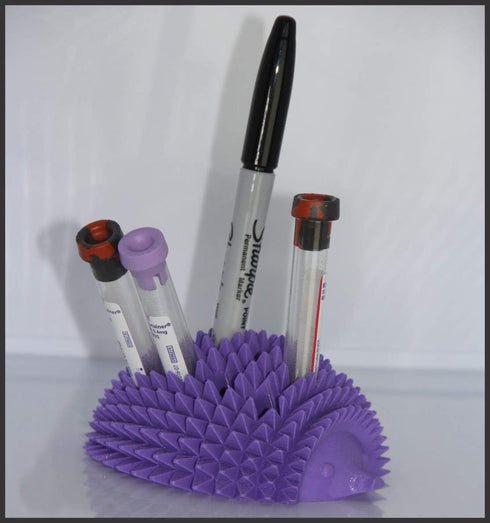 Test Tube Rack for 13mm Tubes, Holds 12 Tubes, Fun Hedgehog Design (Grape)