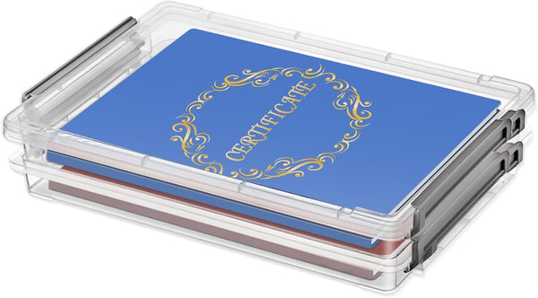 Plastic File Storage Box, 2-Tier Portable Project Case, Document Storage Organizer for A4 File Paper, Certificate,