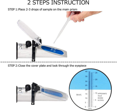 VGVGV 0-25% 0-40% Brix Refractometer, Handheld Grape Refractometer for Wine Spirits Tester Alcoholo Meter Brix Sugar