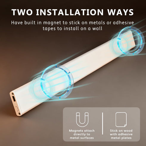 JKHTBDM 2Pack 2200mAH Dimmable Counter Closet, Stairs(11.8'') Under Cabinet Lighting, Recharge Motion Sensor Light