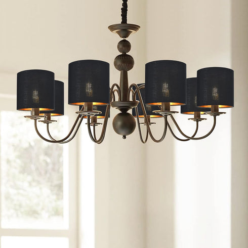 Lamp,Set 2,Small Drum,5.2"5.2"H5.2",Black BULB LAMPWELL TIMO Clip-on Small Lamp Shades for Table Chandelier Wall