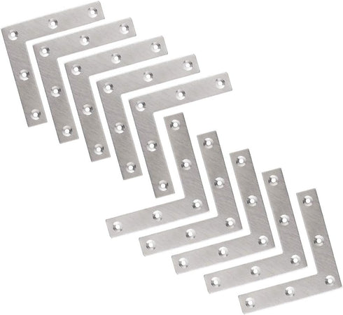 Tiberham Flat L Shaped Corner Bracket, 10 Pcs 80 x 80 mm Stainless