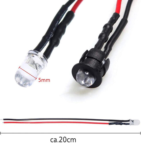 12 Volt 5Mm Pre Wired Led Light Emitting Diodes, Micro Led Lights Diodes for Model Assortment Kit, 12V Mini Single Bulbs