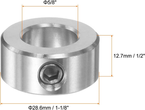 HARFINGTON 4pcs Shaft Collar Set, 5/8" Bore 304 Stainless Steel, 1-1/8" OD, for Wheel Barrow Axle, Gearbox