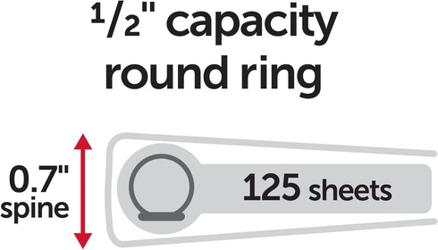 OfficeMax Durable Round Ring Binders, 1/2", Black