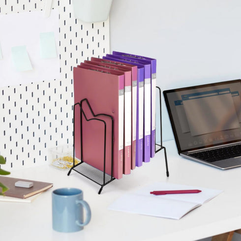 Incline File Sorter, 8 Compartment File Paper Organizer, Standing Wire Organizer Rack with Anti-slip Pads for Desk,