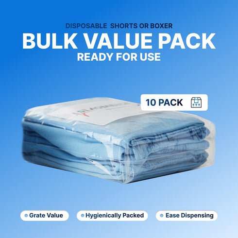 10 Pcs Disposable Shorts Medical with Elastic, SMS, Fluid Resistant, Unisex, Latex Free, Non-Sterile, for Clinics