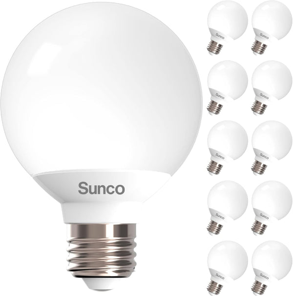 Sunco 10 Pack G25 LED Light Bulbs, Vanity Globe Bathroom Light Bulb,