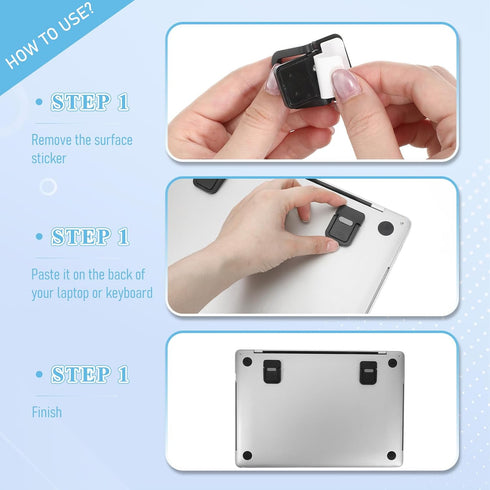 Skrfren 4pcs Portable Keyboard Riser, Mini Foldable Laptop Stand for Desk Self-Adhesive Plastic Invisible Laptop Feet