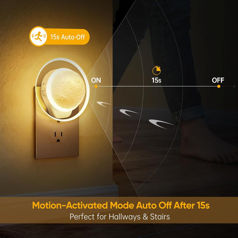 Dawn,Dimmable Night Lights Plug into Wall - Motion Sensor Plug in Night Light with Auto Dusk to Soft White, Bright