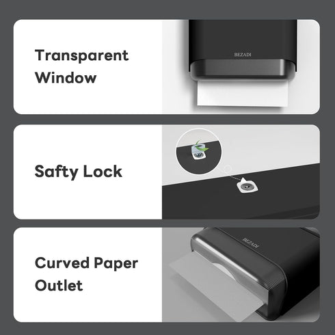 200+ Paper Towel Dispenser,Large Capacity Wall Mount Tissue Dispensers with Smart Lock, Used for Kitchen and Bathroom