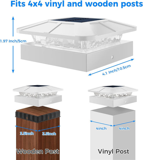 4x4 3 4x4 3.5x3.5 Peasur Solar Post Cap Lights Outdoor with Lighting Modes, LED Post Light Solar Powered Waterproof