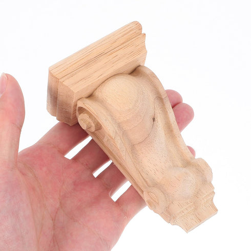 4.32 2.36 1.57 Inch Luxshiny Hand Carved Wood Corbel: Solid Wood Roman Column Head Decorative Shelf Brackets